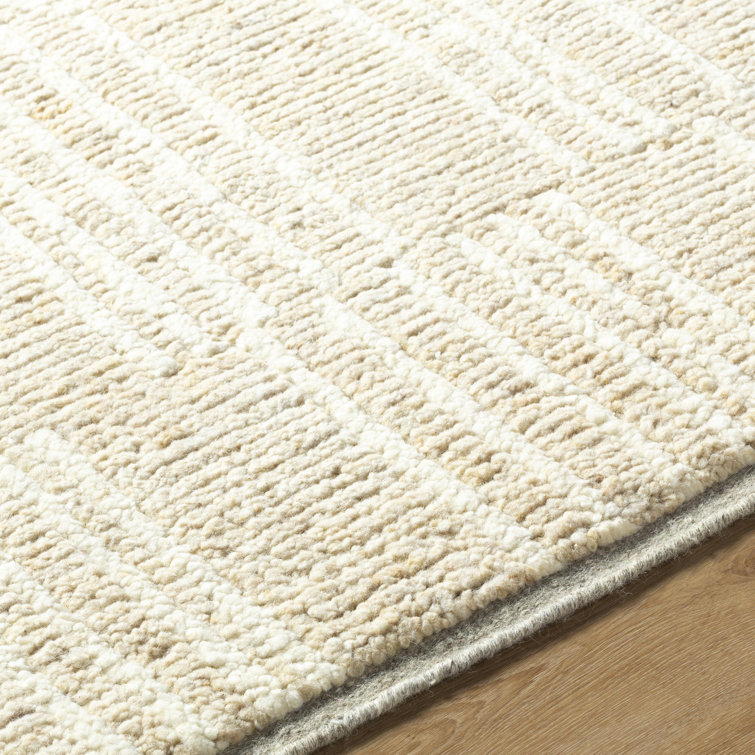 Davey Hand-Knotted Black and White Wool Striped Rug 2' x 3'