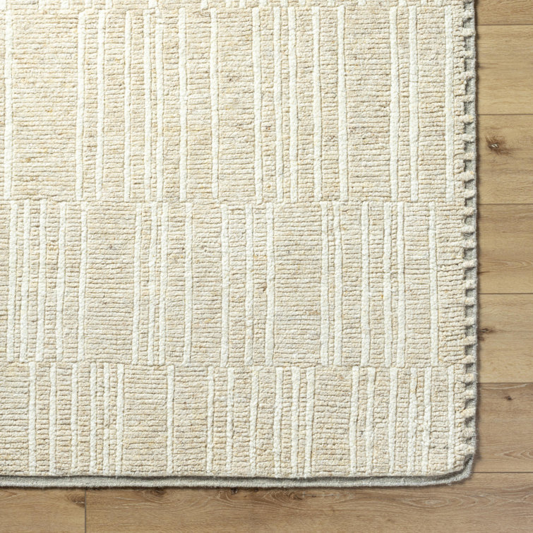 Davey Hand-Knotted Black and White Wool Striped Rug 2' x 3'