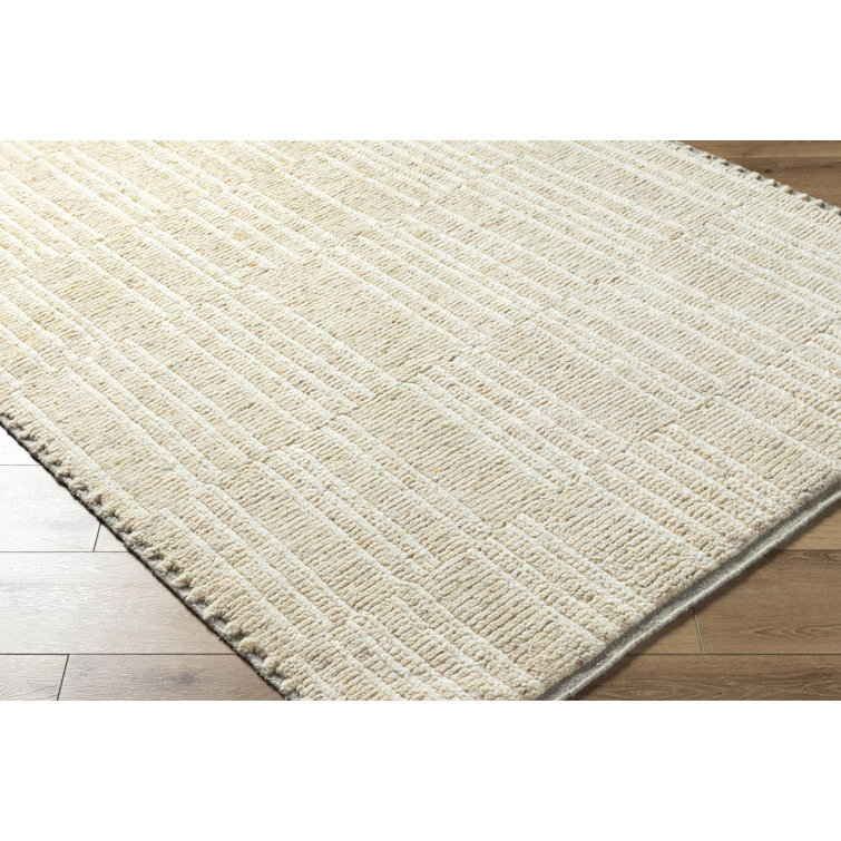 Davey Hand-Knotted Black and White Wool Striped Rug 2' x 3'