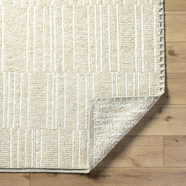 Davey Hand-Knotted Black and White Wool Striped Rug 2' x 3'