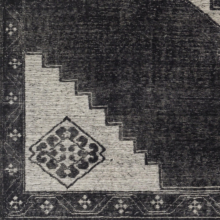 Hand-Knotted Black Wool 6' x 9' Moroccan Area Rug