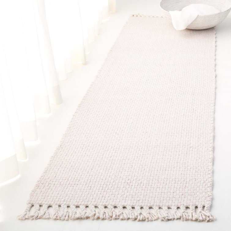 Amalie LRL6350C Handmade Bone and Wool 2'6" x 8' Runner Rug - White