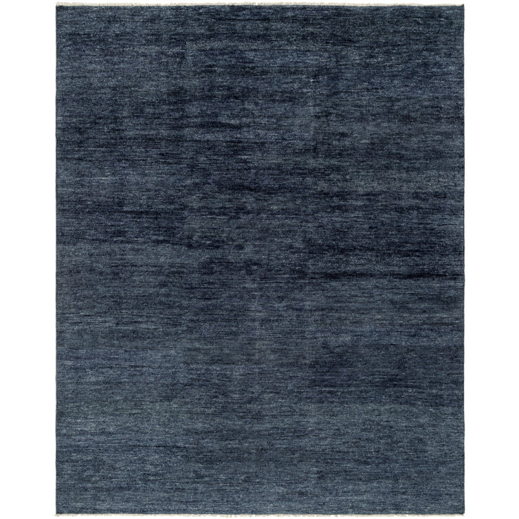 Hand-Knotted Blue Wool and Cotton 8' x 10' Area Rug
