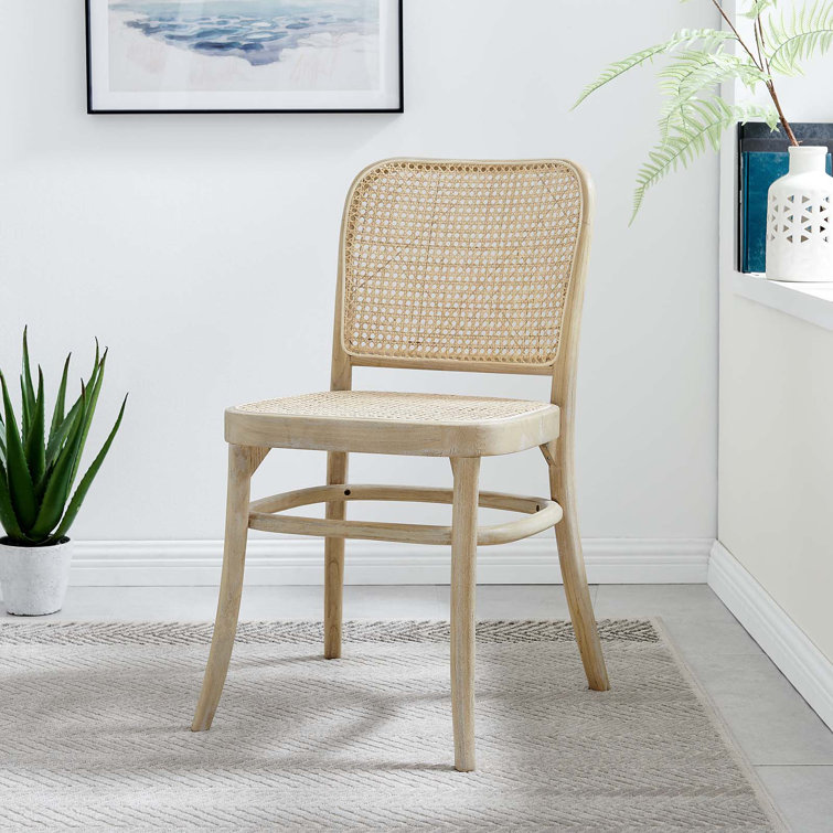 Winona Gray Elm Wood and Cane Side Chair