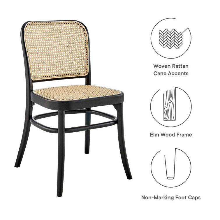 Winona Black Elm Wood and Cane Side Chair