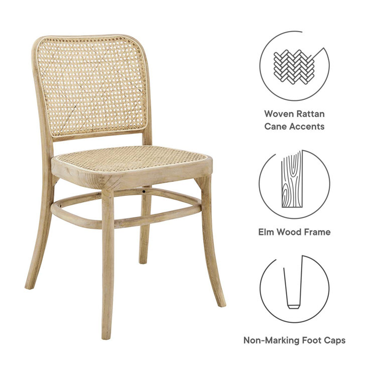 Winona Gray Elm Wood and Cane Side Chair