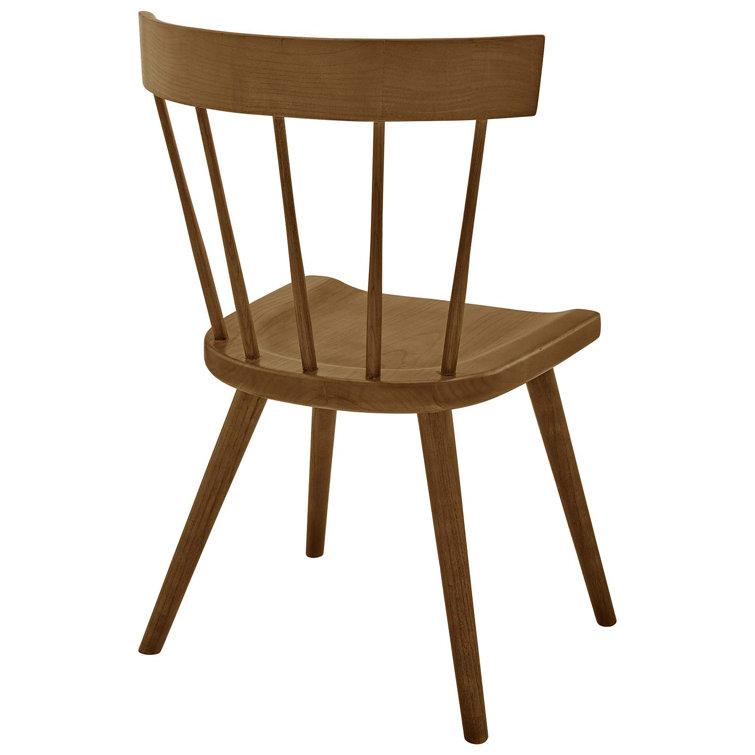Sutter Modern Farmhouse Walnut Wood Side Chair with Spindle Detail