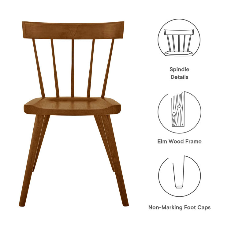 Sutter Modern Farmhouse Walnut Wood Side Chair with Spindle Detail