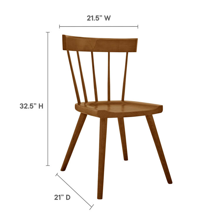 Sutter Modern Farmhouse Walnut Wood Side Chair with Spindle Detail