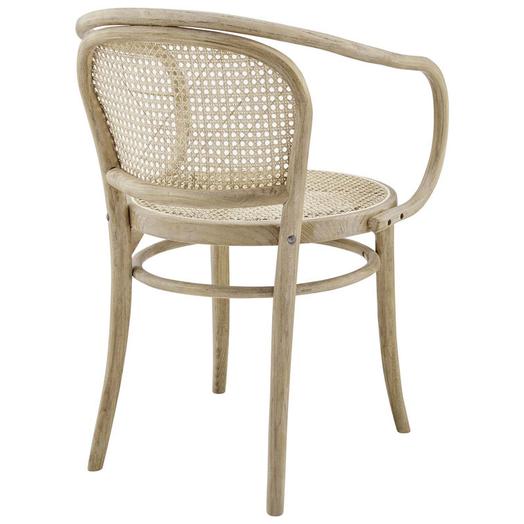Gray Low Wood and Cane Arm Chair
