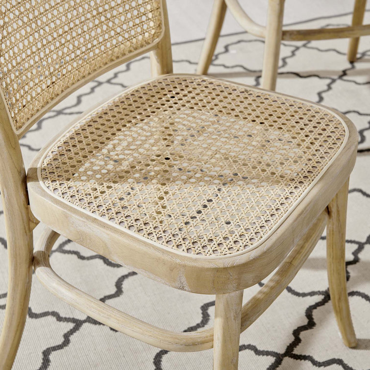 Winona Gray Elm Wood and Cane Side Chair