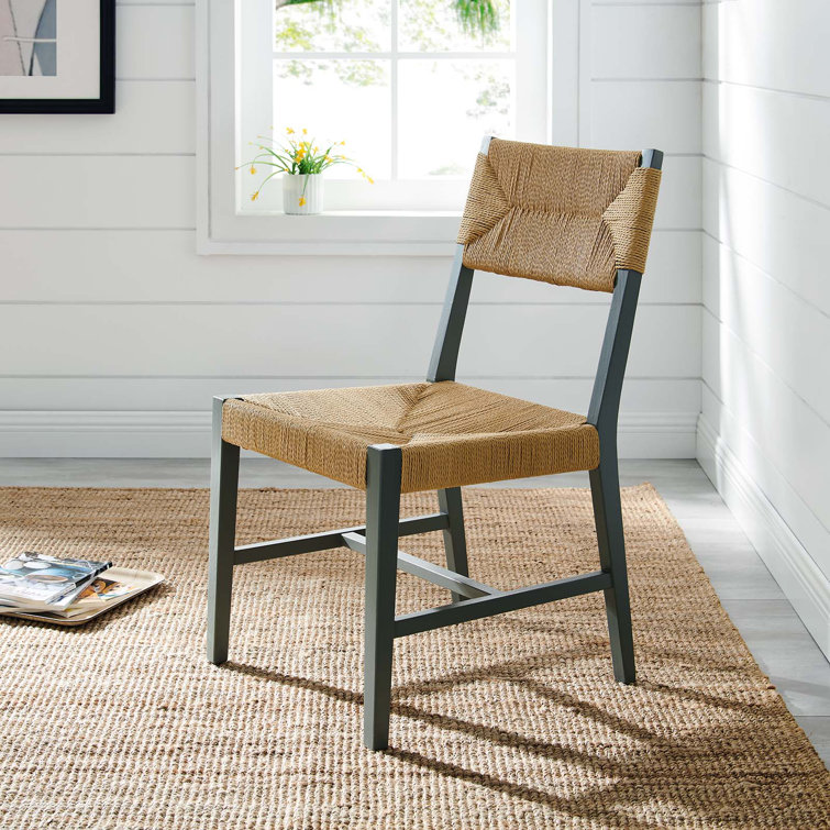 Bodie Coastal Farmhouse Light Gray Cane and Wood Side Chair