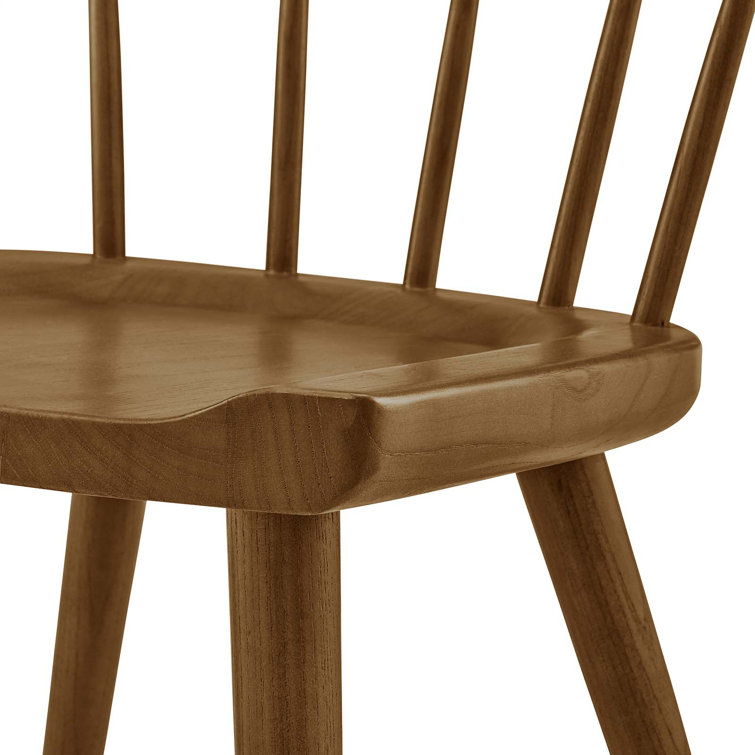 Sutter Modern Farmhouse Walnut Wood Side Chair with Spindle Detail