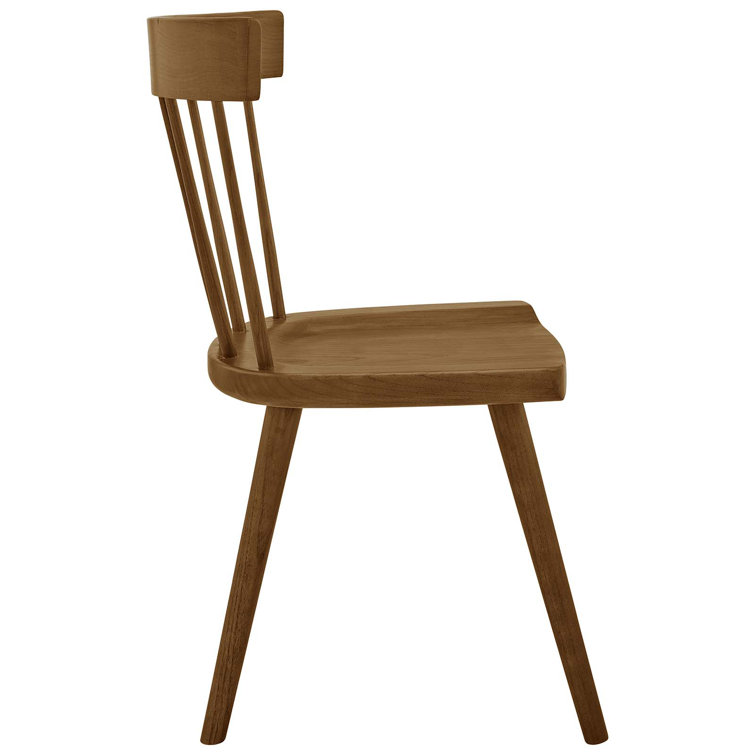 Sutter Modern Farmhouse Walnut Wood Side Chair with Spindle Detail