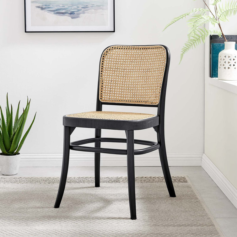 Winona Black Elm Wood and Cane Side Chair