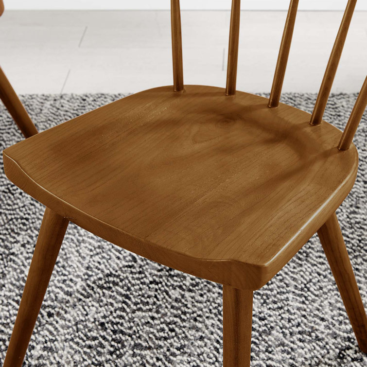 Sutter Modern Farmhouse Walnut Wood Side Chair with Spindle Detail