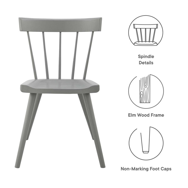 Light Gray Elm Wood Windsor Side Chair Set
