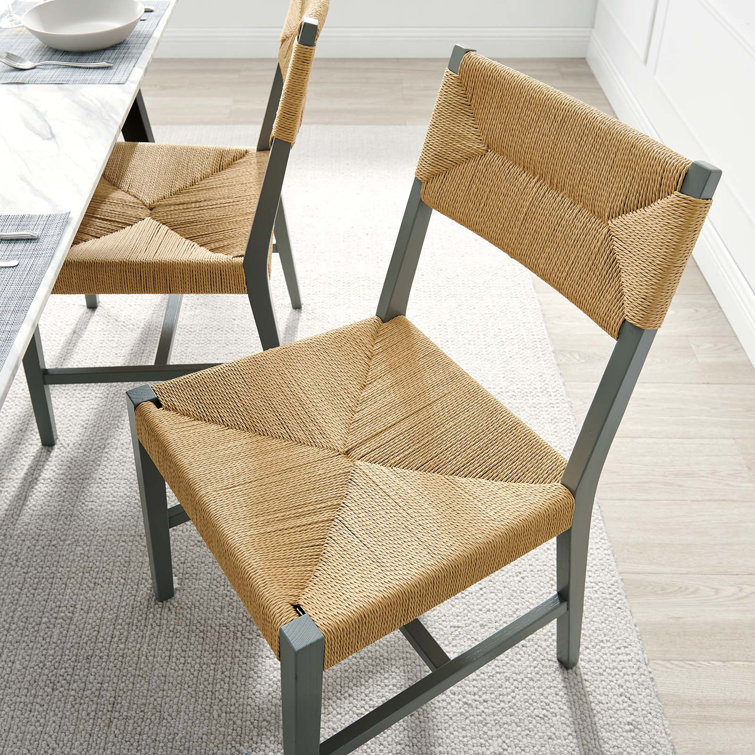 Bodie Coastal Farmhouse Light Gray Cane and Wood Side Chair