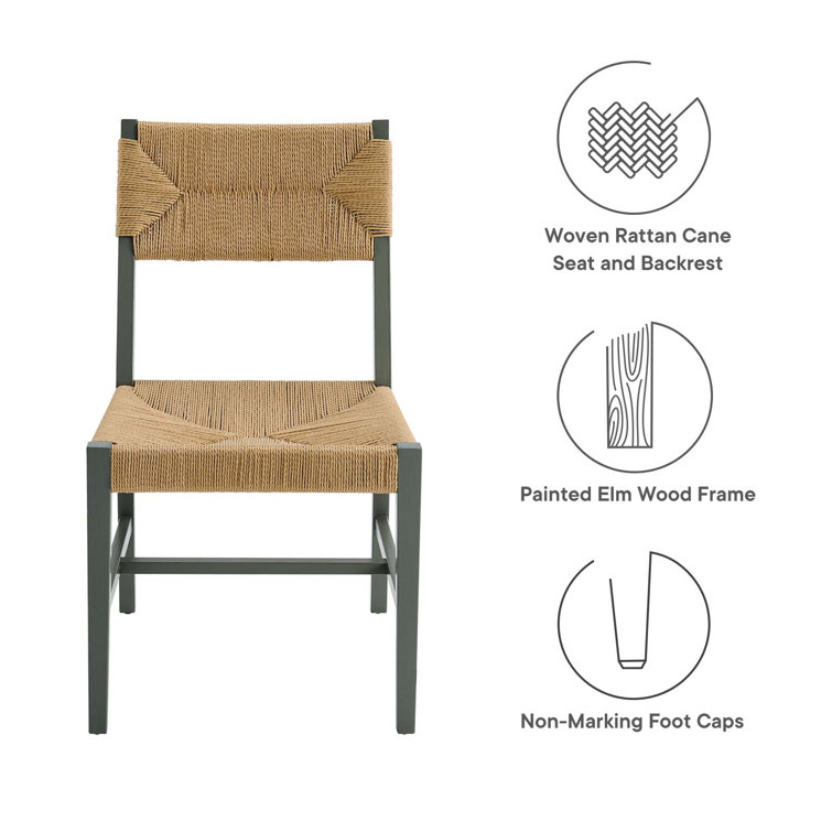 Bodie Coastal Farmhouse Light Gray Cane and Wood Side Chair