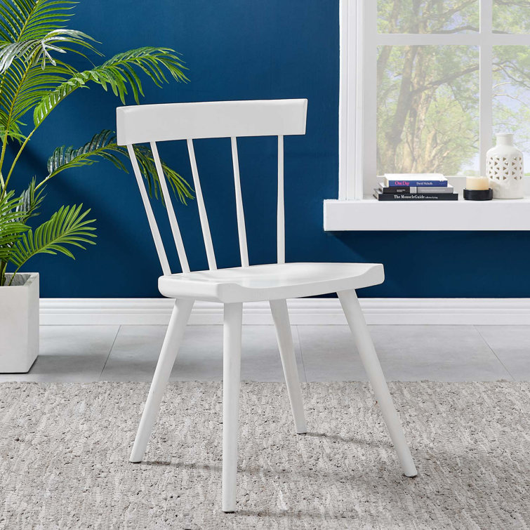 Modern Farmhouse White Elm Wood Slat Side Chair