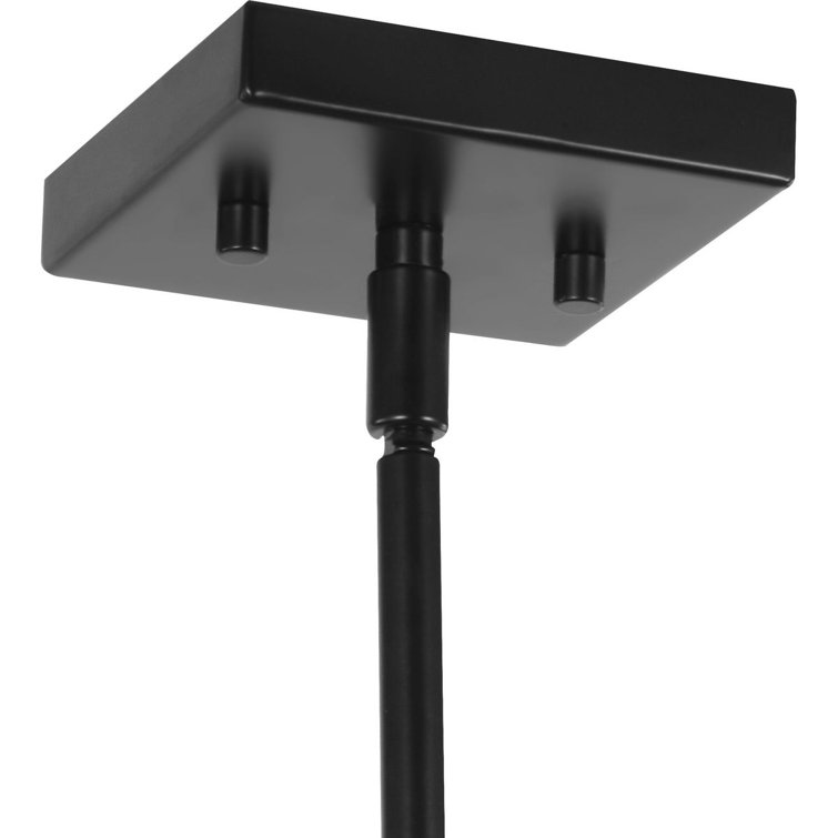 Matte Black Steel Linear Chandelier with Opal Glass Shades