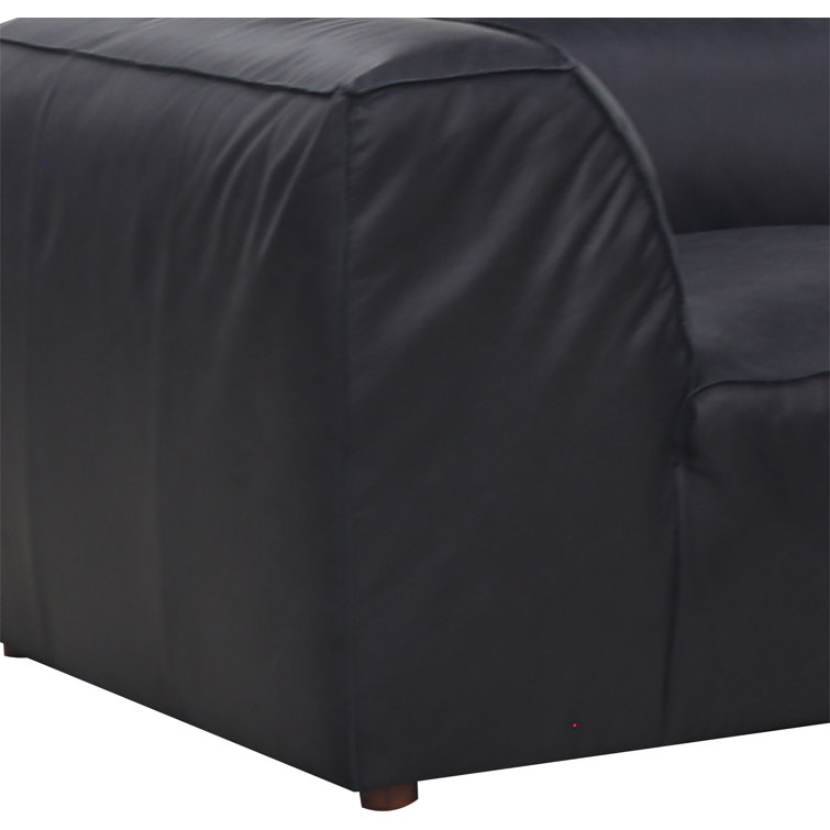 Vantage Black Leather Modular Sectional Sofa with Track Arms
