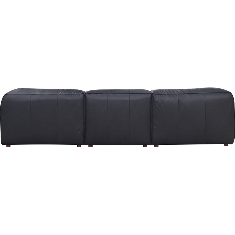 Vantage Black Leather Modular Sectional Sofa with Track Arms