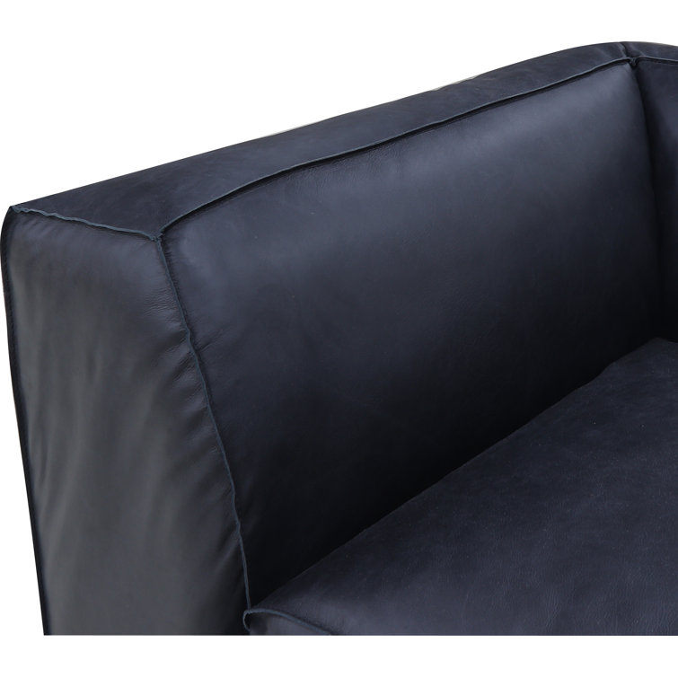 Vantage Black Leather Modular Sectional Sofa with Track Arms
