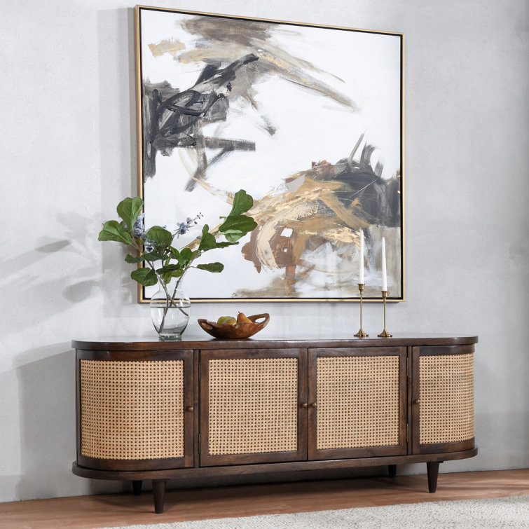 Teresa 70'' Dark Brown Mango Wood and Cane Sideboard