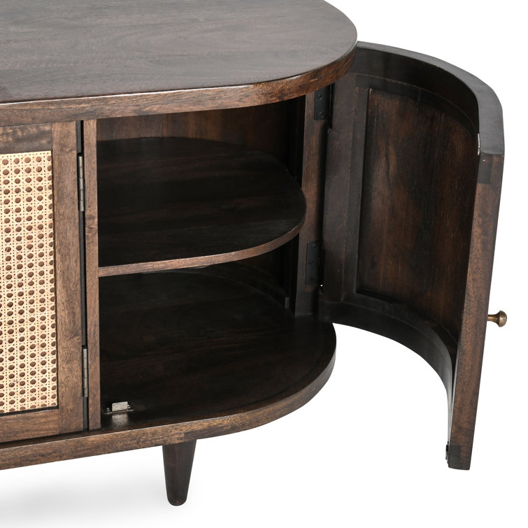 Teresa 70'' Dark Brown Mango Wood and Cane Sideboard