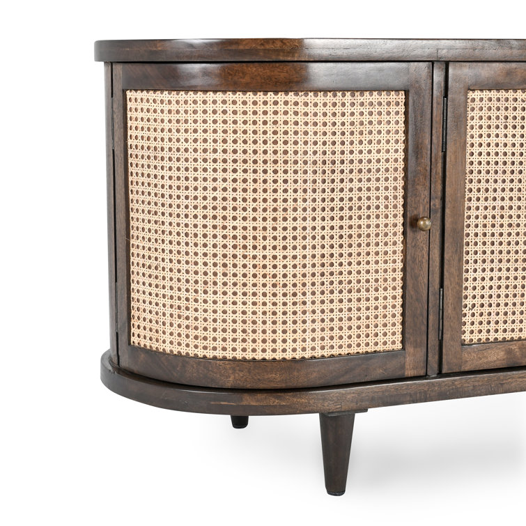 Teresa 70'' Dark Brown Mango Wood and Cane Sideboard