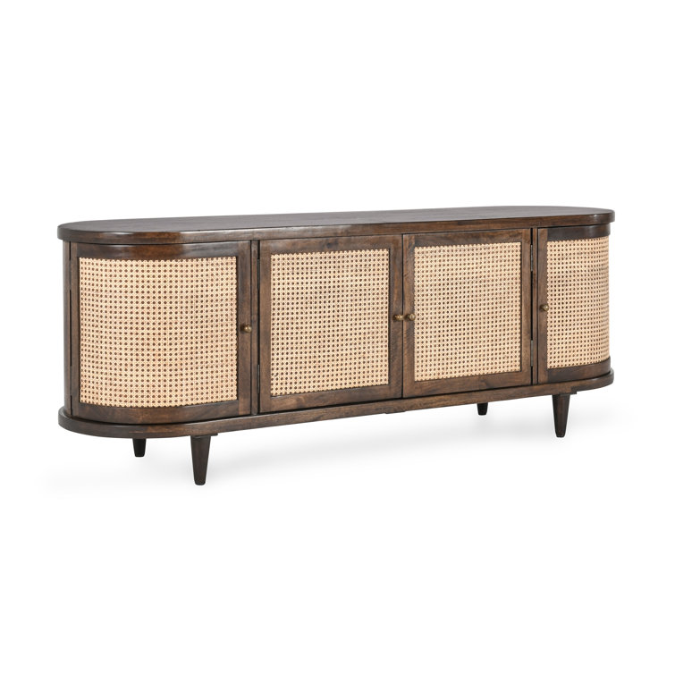 Teresa 70'' Dark Brown Mango Wood and Cane Sideboard