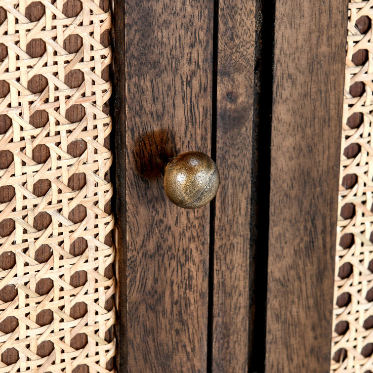 Teresa 70'' Dark Brown Mango Wood and Cane Sideboard