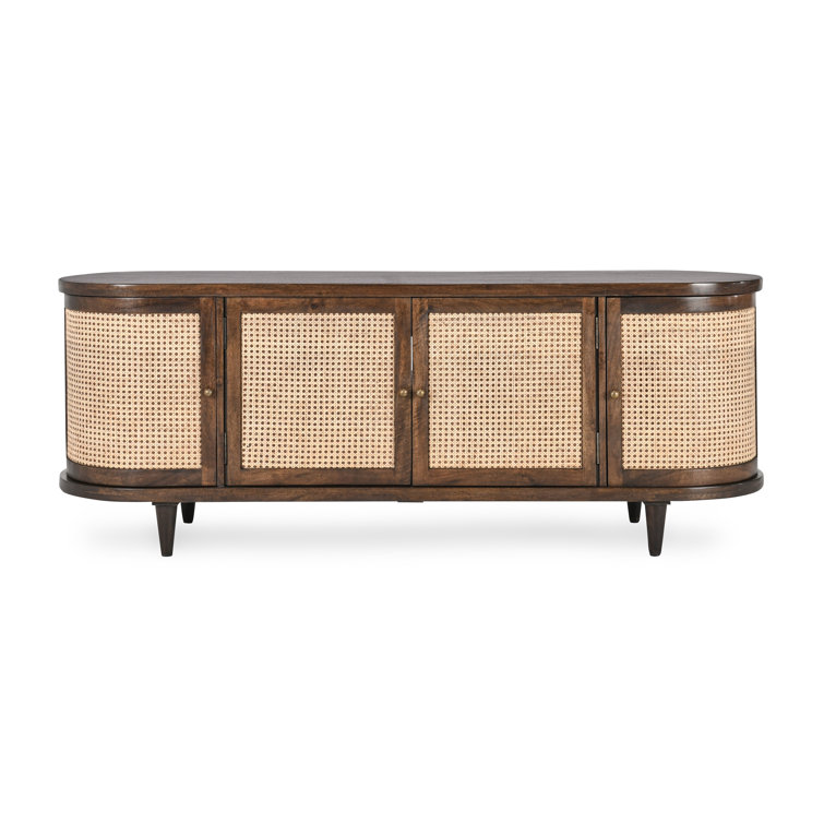 Teresa 70'' Dark Brown Mango Wood and Cane Sideboard