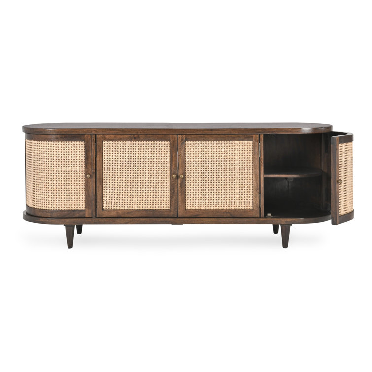 Teresa 70'' Dark Brown Mango Wood and Cane Sideboard