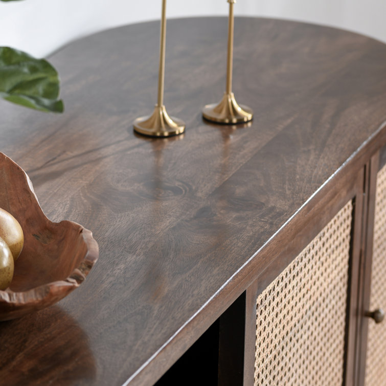 Teresa 70'' Dark Brown Mango Wood and Cane Sideboard