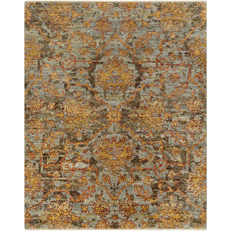 Hand-Knotted Red and Gray Wool 6' x 9' Area Rug