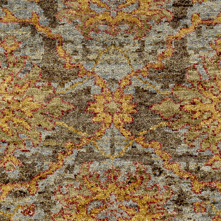 Hand-Knotted Red and Gray Wool 6' x 9' Area Rug