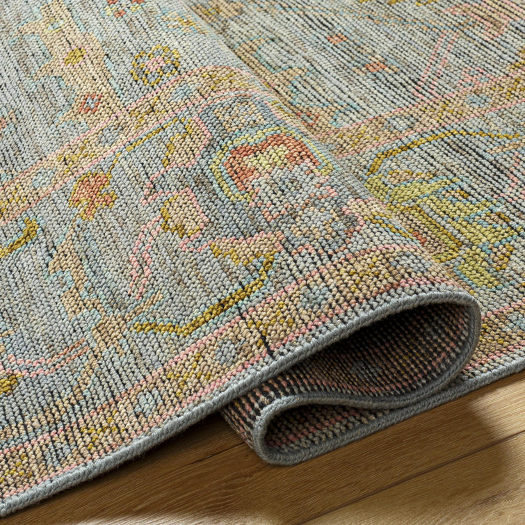 Hand-Knotted Blue Wool and Cotton 6' x 9' Area Rug