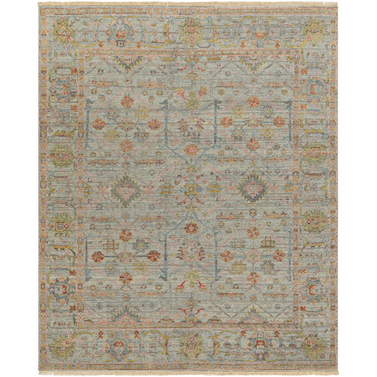 Hand-Knotted Blue Wool and Cotton 6' x 9' Area Rug