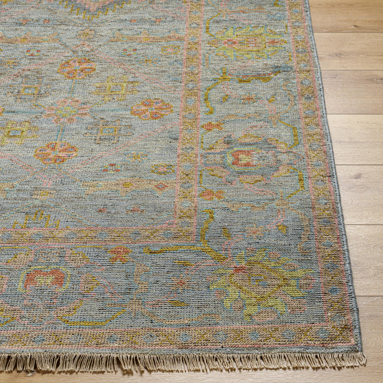 Hand-Knotted Blue Wool and Cotton 6' x 9' Area Rug