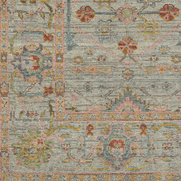 Hand-Knotted Blue Wool and Cotton 6' x 9' Area Rug