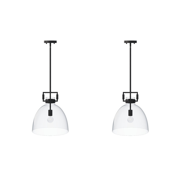 Matte Black Pendant Light with Clear Glass Shade