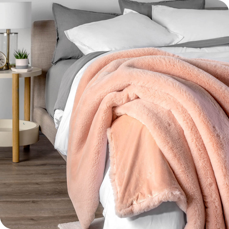 Blush Faux Fur Fleece Throw Blanket for Toddlers and Babies