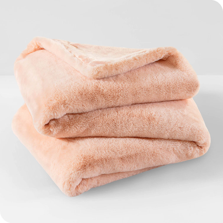 Blush Faux Fur Fleece Throw Blanket for Toddlers and Babies