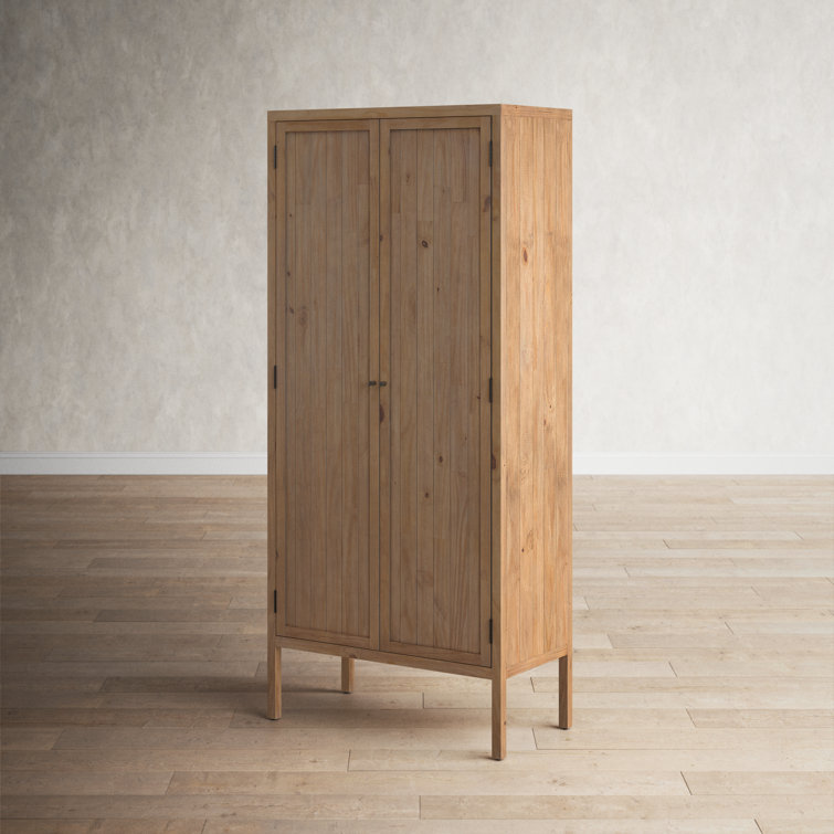 Nelia Smoked Pine Minimalist Armoire