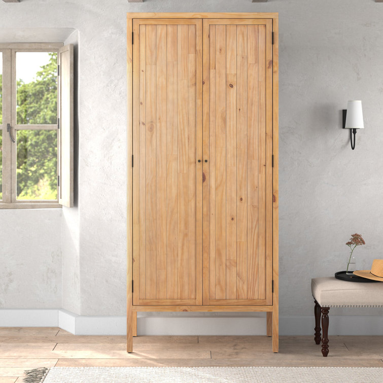 Nelia Smoked Pine Minimalist Armoire