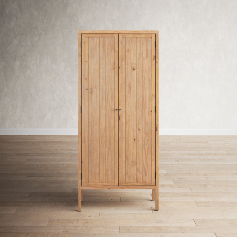 Nelia Smoked Pine Minimalist Armoire