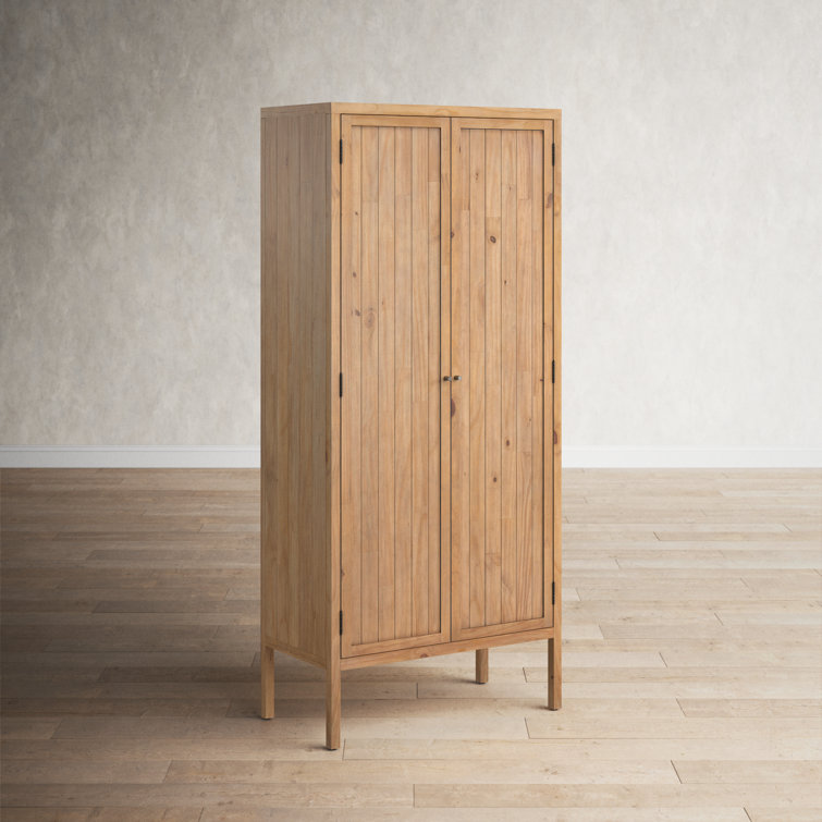 Nelia Smoked Pine Minimalist Armoire