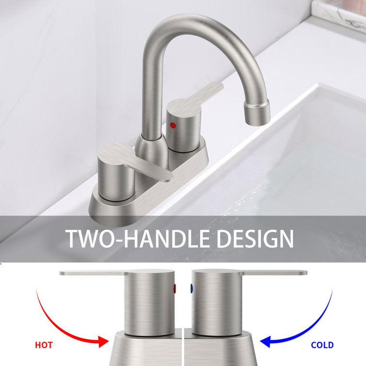 Brushed Nickel High Arc Double Handle Bathroom Faucet